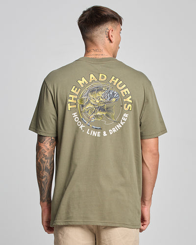 HOOK LINE & DRINKER | SS TEE - OLIVE