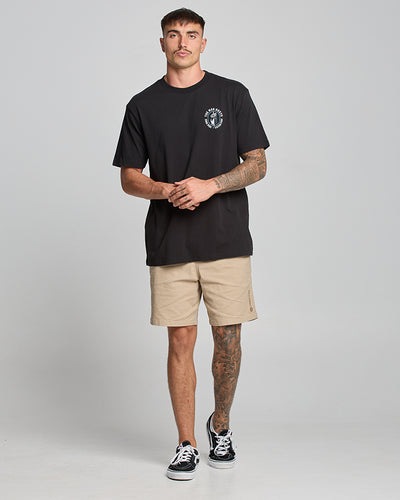 SKEWERED SHARK | SLIM FIT SS TEE - BLACK