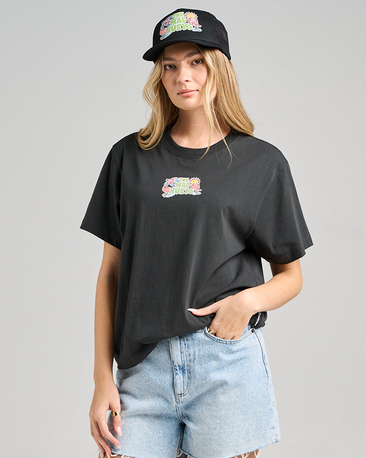 WAVES OUT YONDER |  WOMENS SS TEE - VINTAGE BLACK