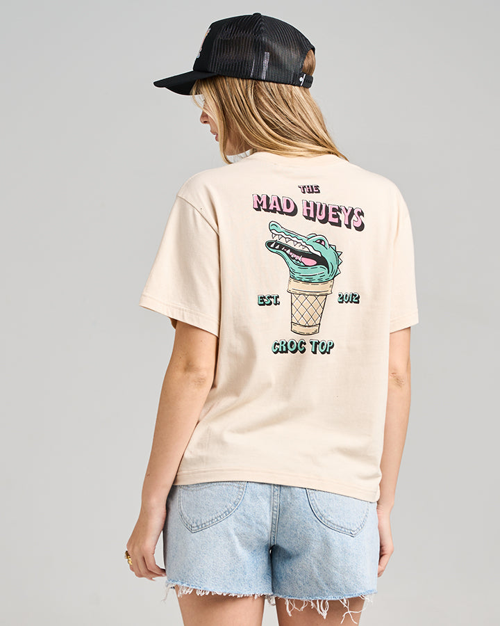 CROC TOP | WOMENS SS TEE - CEMENT