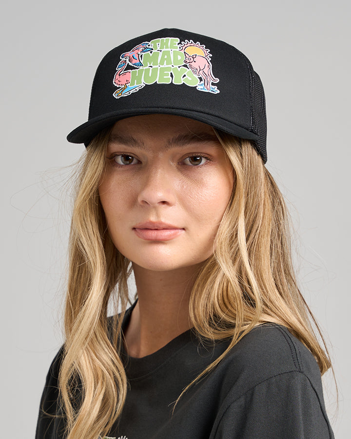 WAVES OUT YONDER |  WOMENS FOAM TRUCKER - BLACK