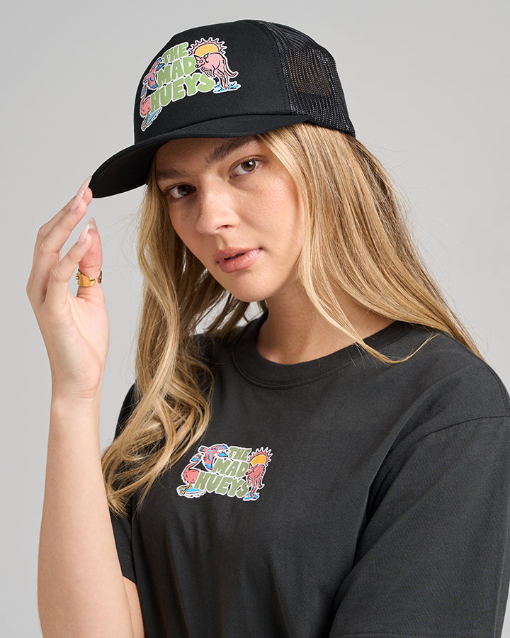 WAVES OUT YONDER |  WOMENS FOAM TRUCKER - BLACK
