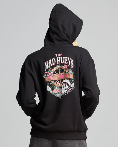 SHIPWRECKED CAPTAIN | WOMENS HEAVY WEIGHT PULLOVER - BLACK