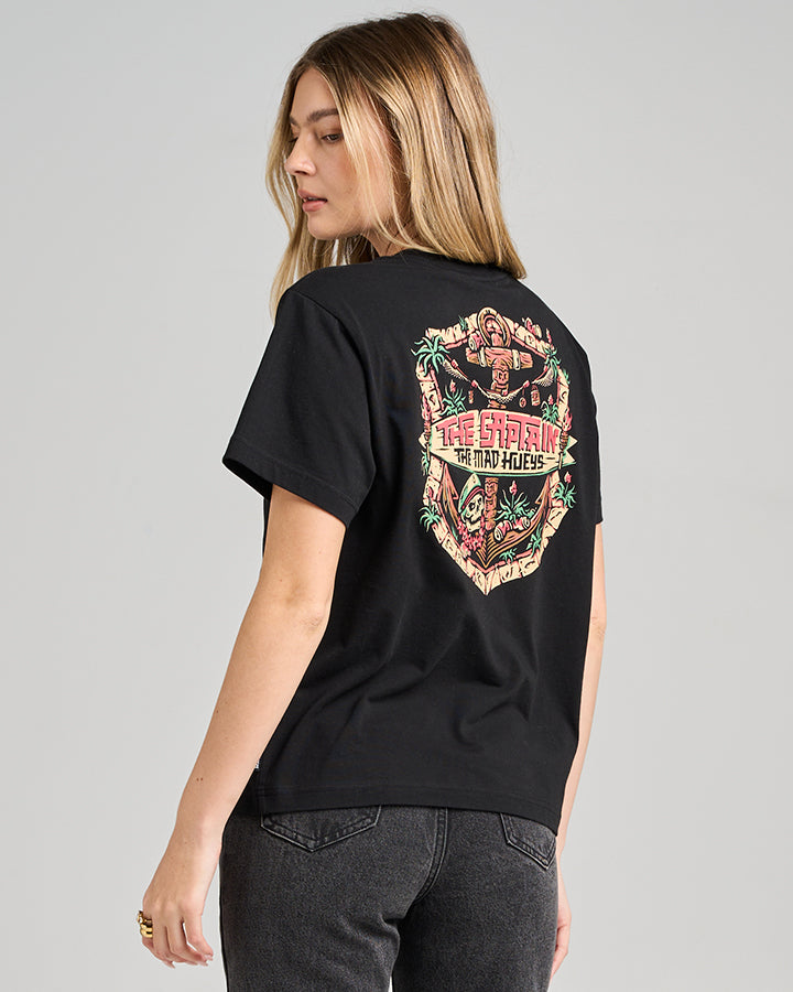 THE TIKI CAPTAIN | WOMENS SS TEE - BLACK
