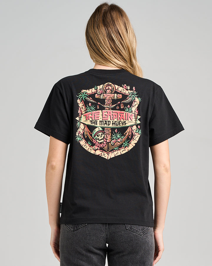 THE TIKI CAPTAIN | WOMENS SS TEE - BLACK