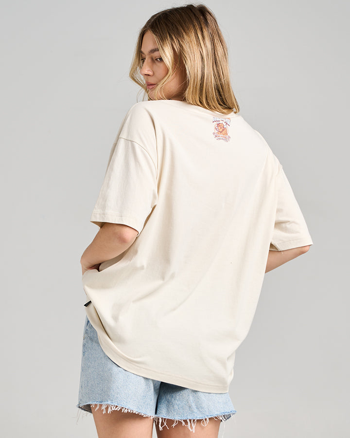 SURF AND TURF | WOMENS OVERSIZED SS TEE - STONE