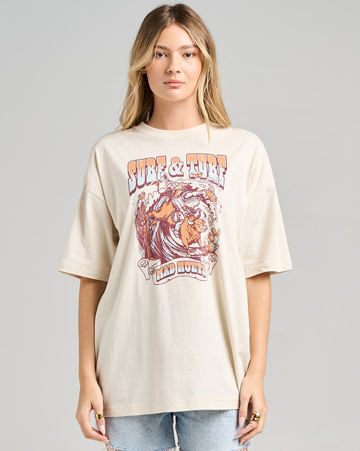 SURF AND TURF | WOMENS OVERSIZED SS TEE - STONE