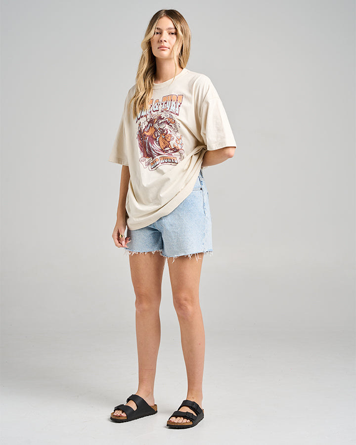 SURF AND TURF | WOMENS OVERSIZED SS TEE - STONE