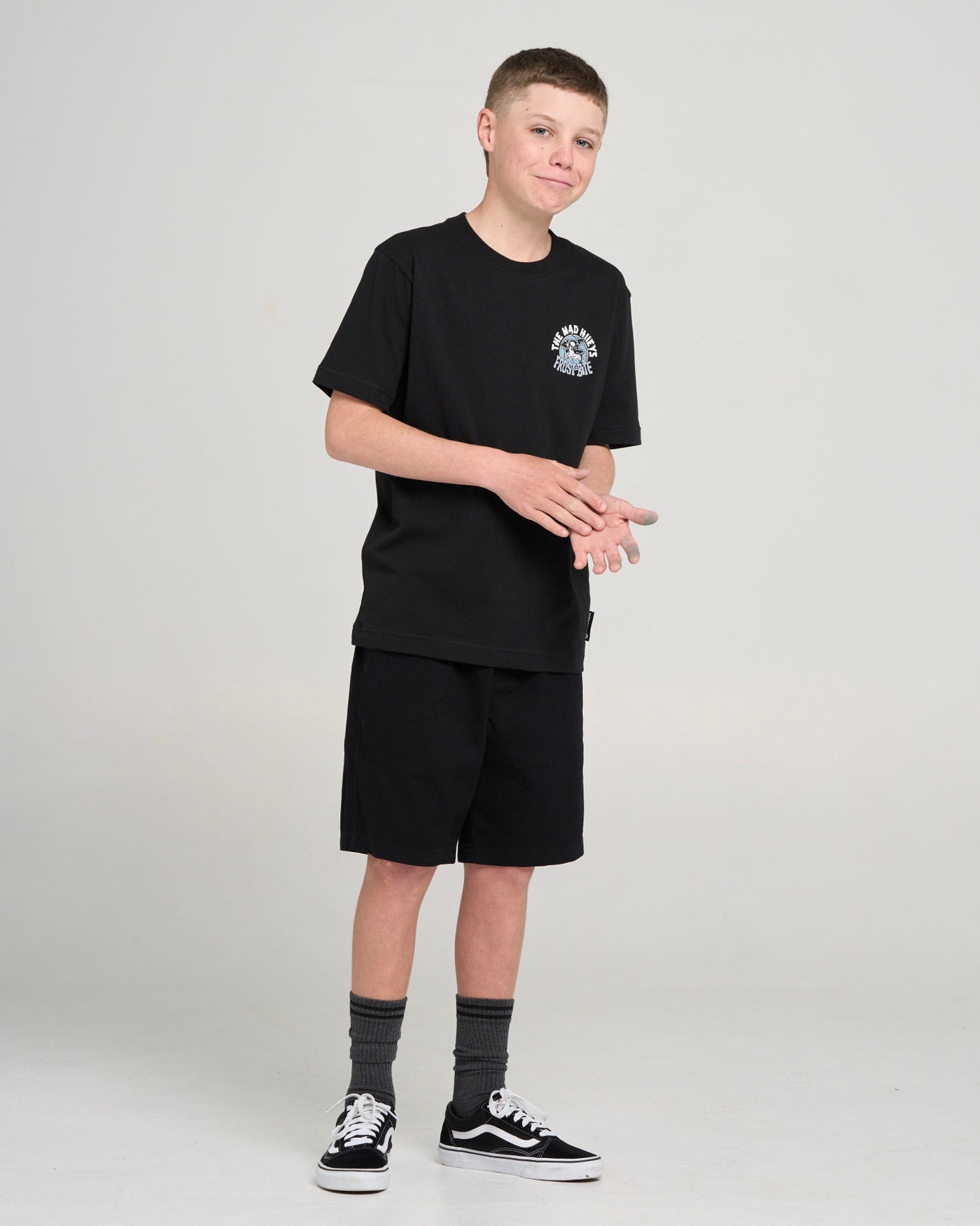 FROST BITE | YOUTH SS TEE - BLACK – The Mad Hueys
