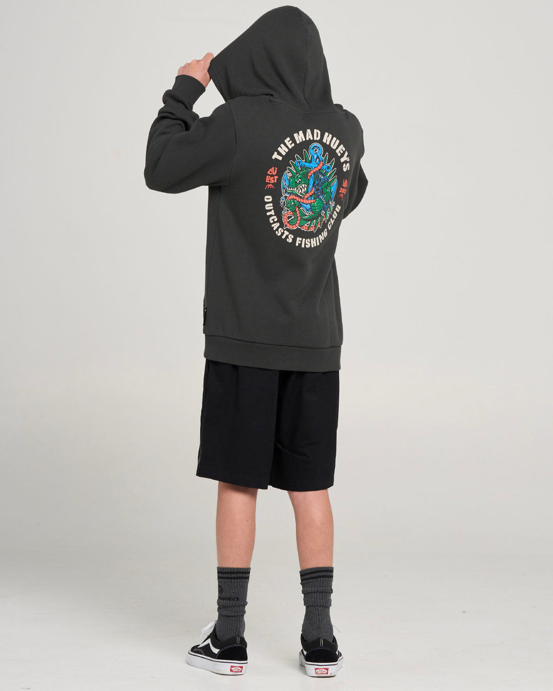 OUTCASTS | YOUTH HOODED PULLOVER - VINTAGE BLACK