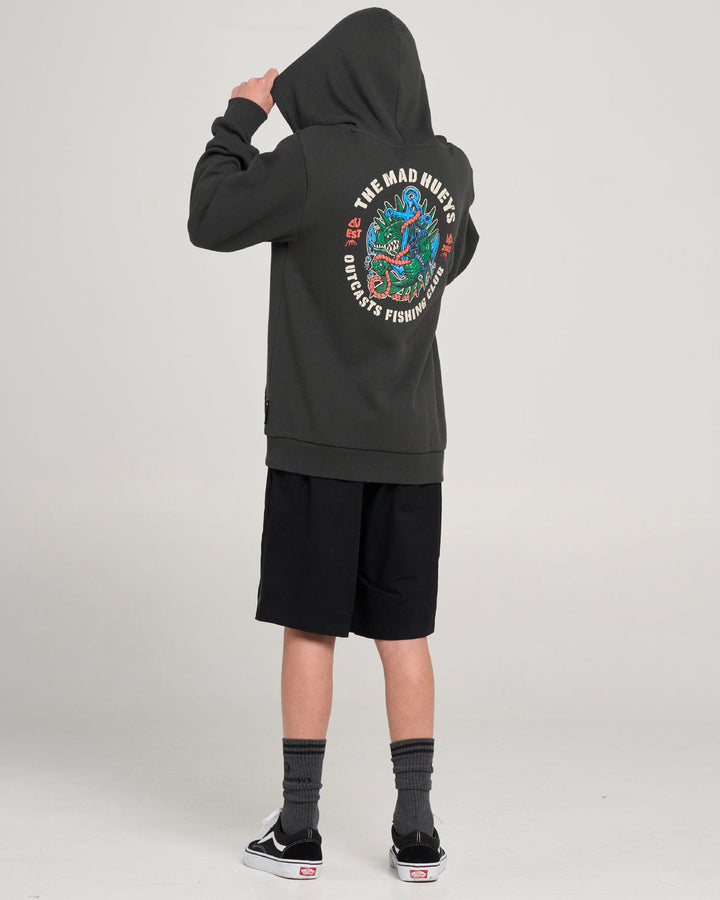 OUTCASTS | YOUTH HOODED PULLOVER - VINTAGE BLACK