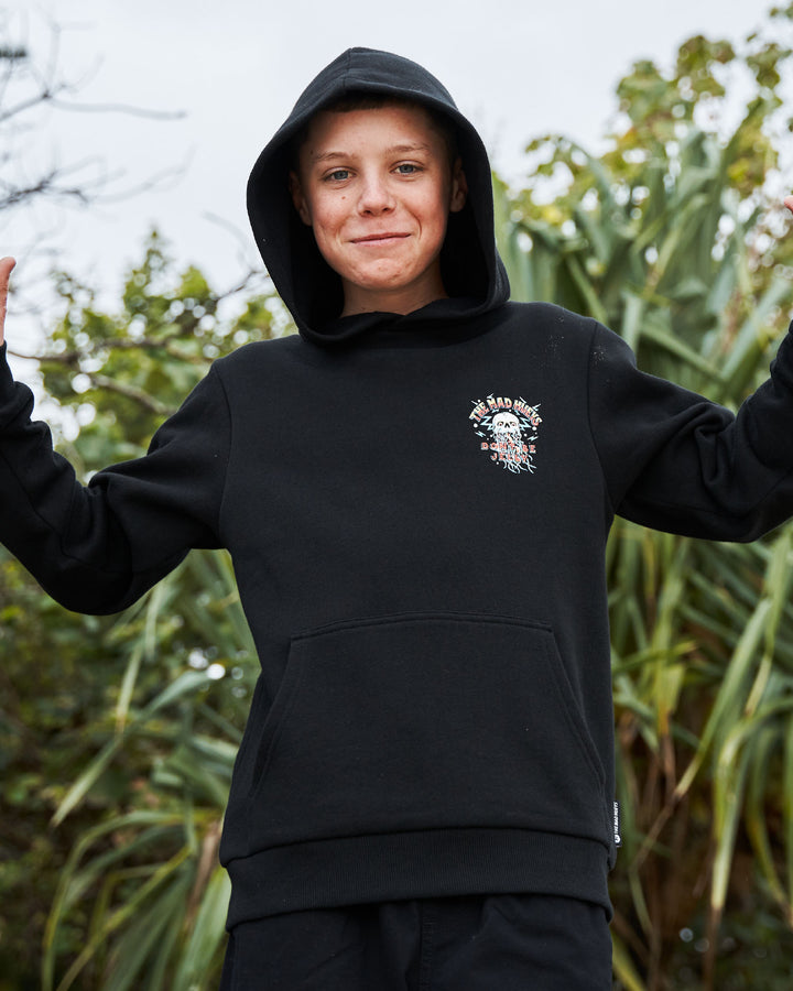 DONT BE JELLY | YOUTH HOODED PULLOVER - BLACK