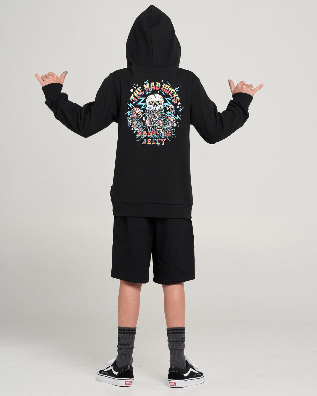 DONT BE JELLY | YOUTH HOODED PULLOVER - BLACK