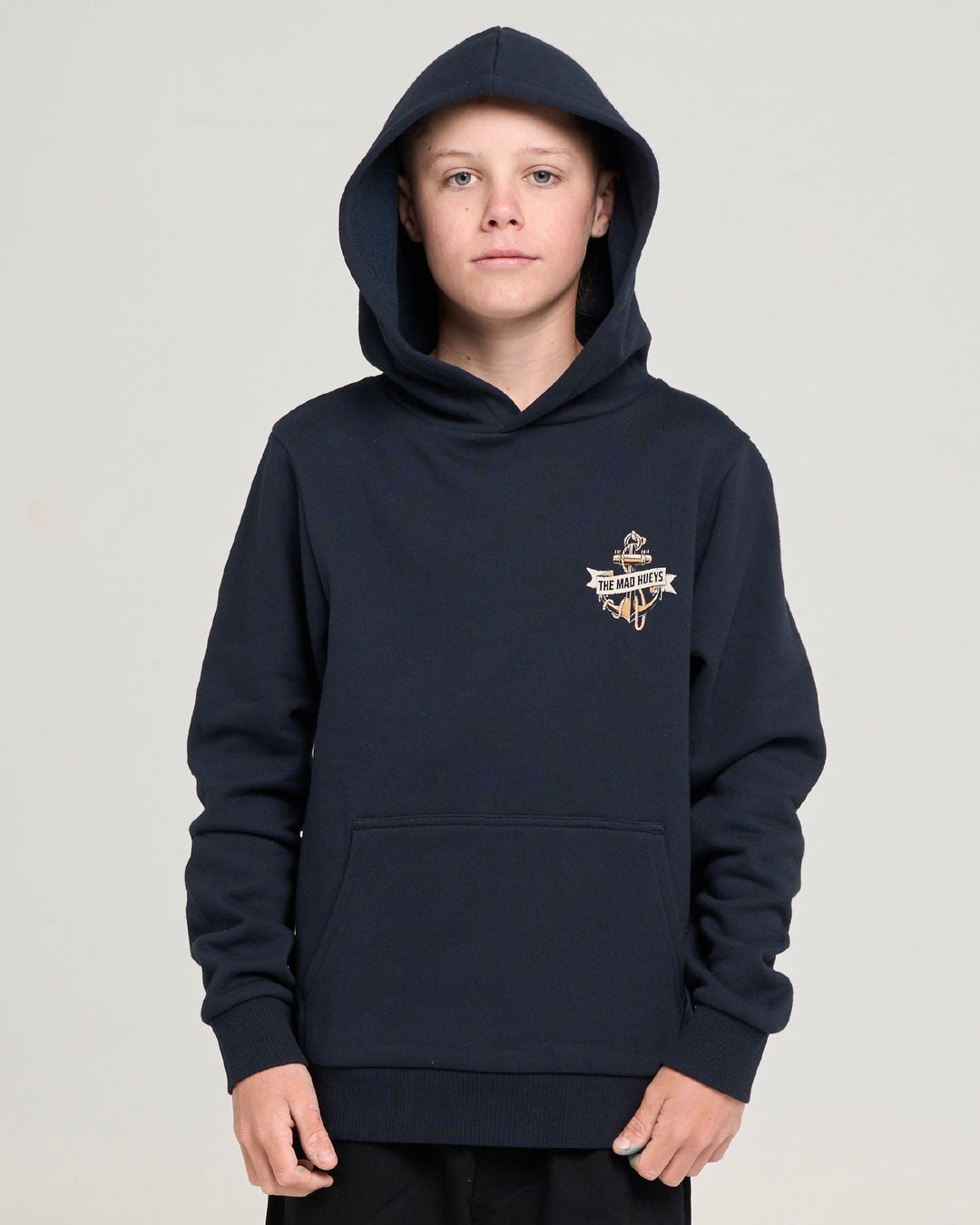 FLAME ANCHOR | YOUTH HOODED PULLOVER - NAVY