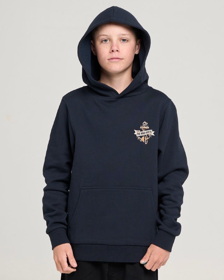 FLAME ANCHOR | YOUTH HOODED PULLOVER - NAVY