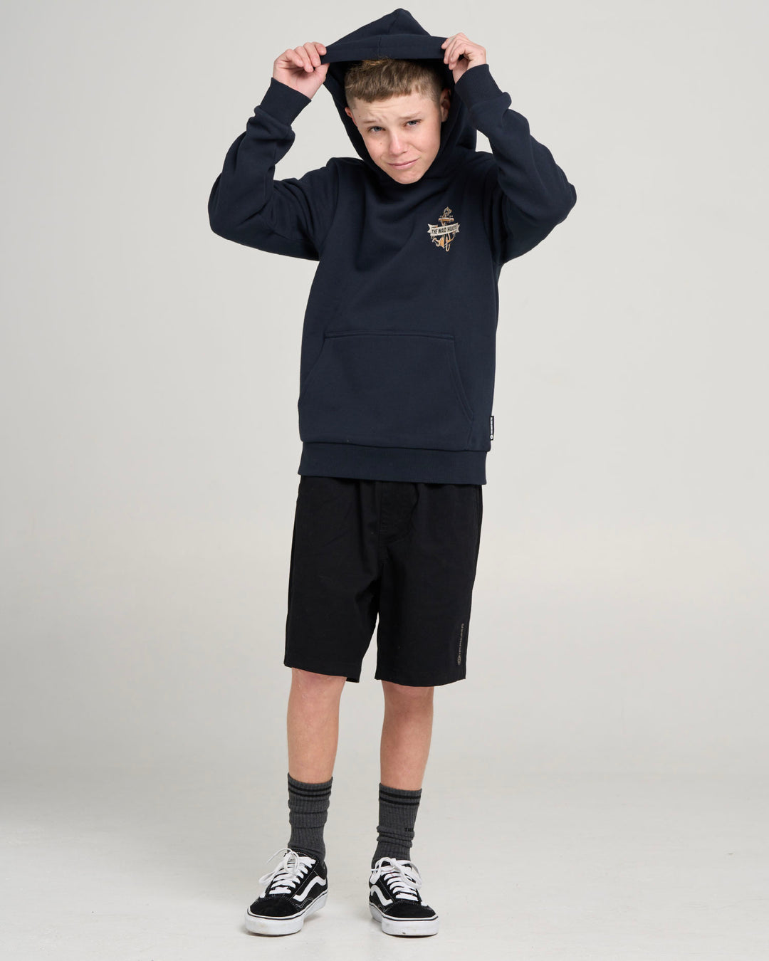 FLAME ANCHOR | YOUTH HOODED PULLOVER - NAVY