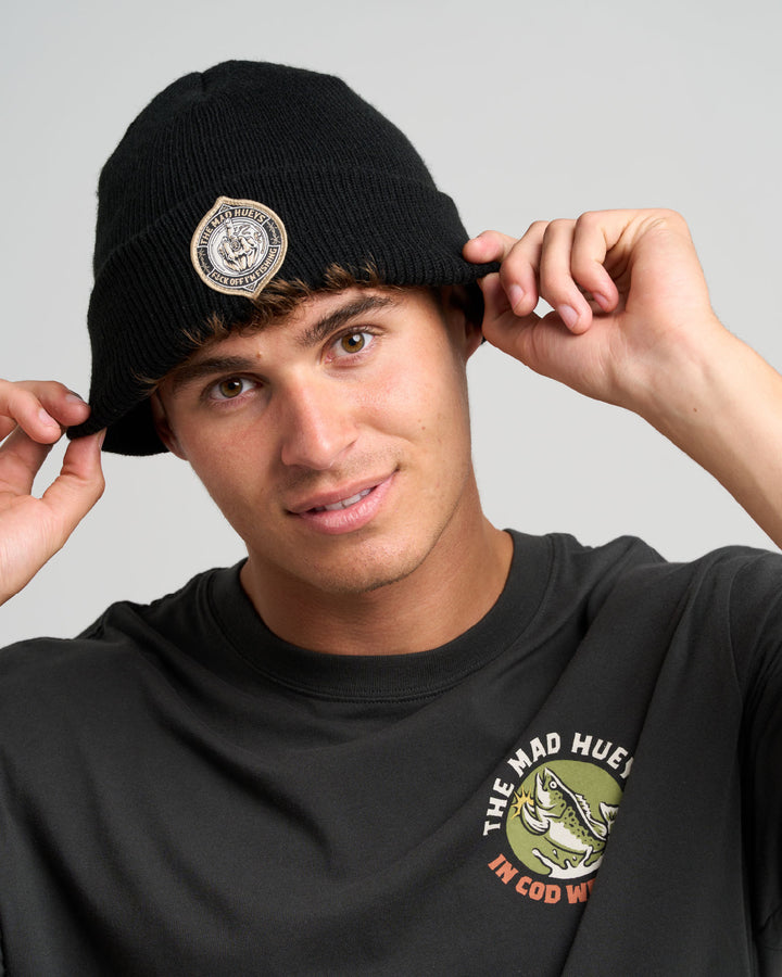 FK OFF FISH | STRAIGHT BEANIE - BLACK
