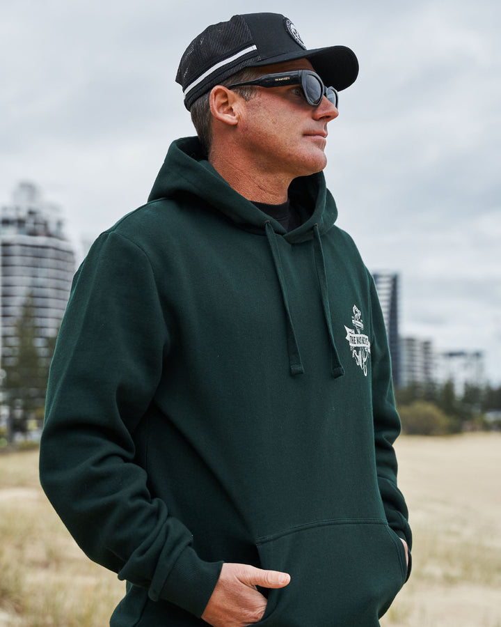 FLAME ANCHOR | HOODED PULLOVER - PINE GREEN