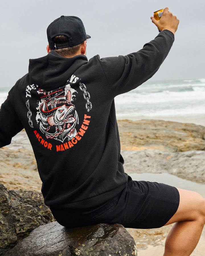 ANCHOR MANAGEMENT | HOODED PULLOVER - BLACK