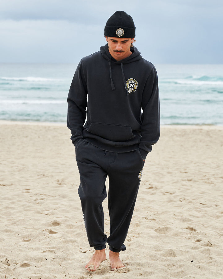 SURF HUEYS | HOODED PULLOVER - WASHED BLACK