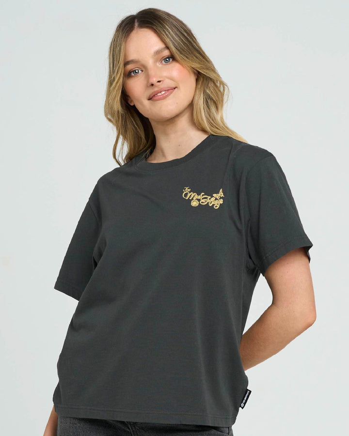 BUTTERFLY ANCHOR | WOMENS SS TEE - VINTAGE BLACK