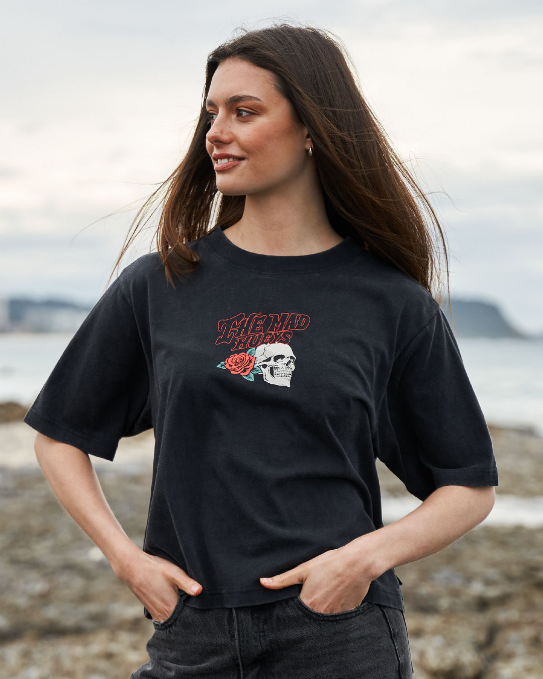 FREEDOM FOREVER | WOMENS BOXY TEE - WASHED BLACK