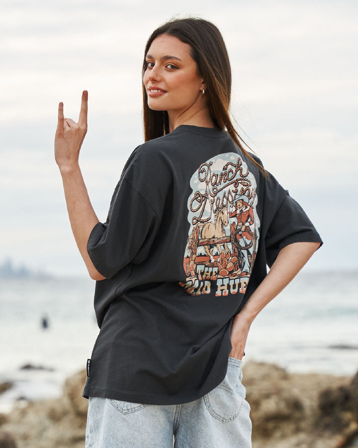 RANCH DRESSING | WOMENS OVERSIZED TEE - VINTAGE BLACK