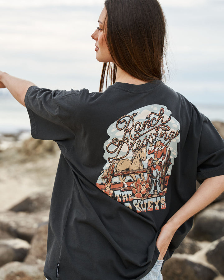 RANCH DRESSING | WOMENS OVERSIZED TEE - VINTAGE BLACK