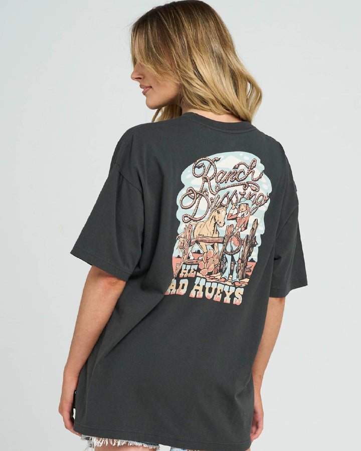 RANCH DRESSING | WOMENS OVERSIZED TEE - VINTAGE BLACK