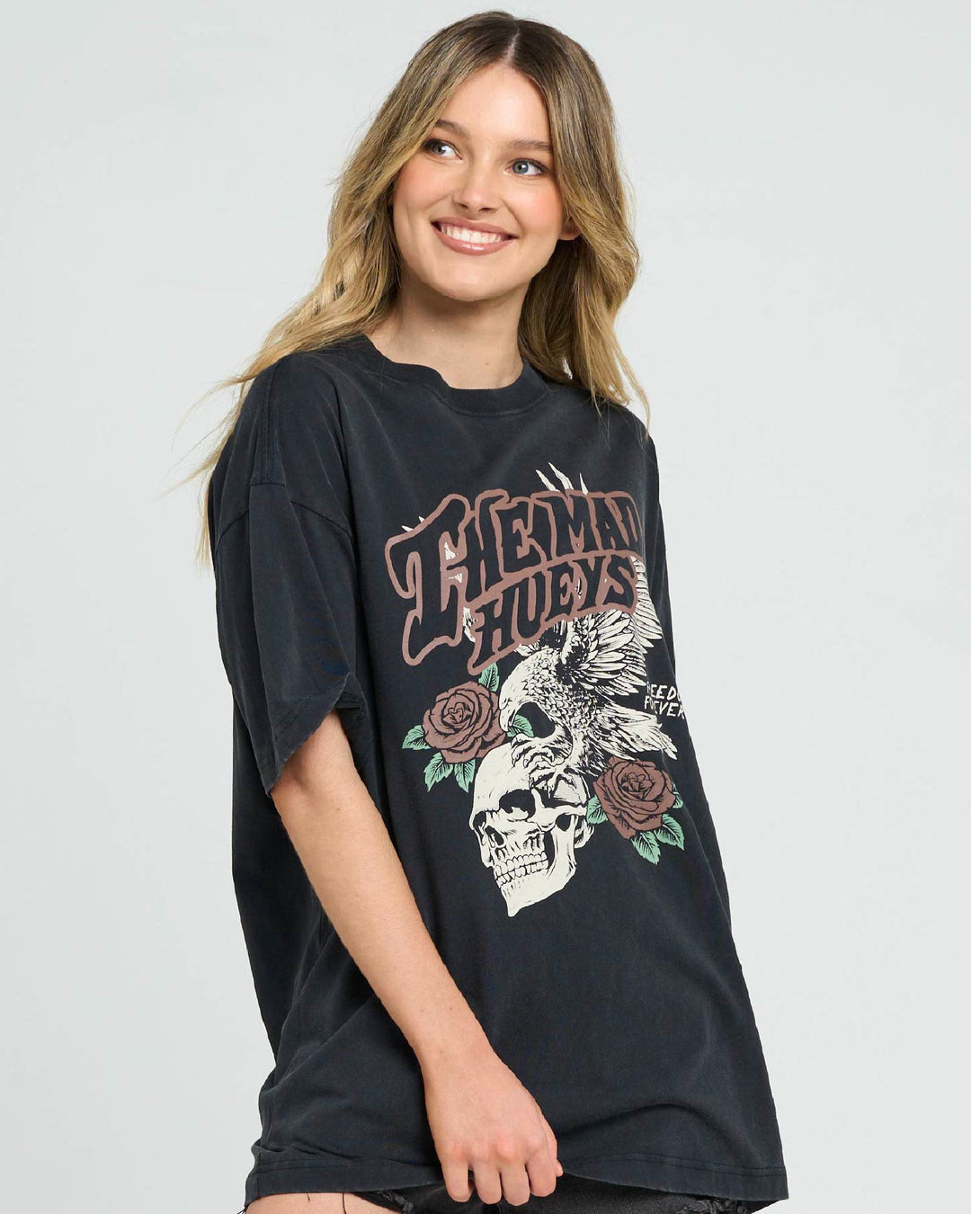 FREEDOM FOREVER | WOMENS OVERSIZED TEE - WASHED BLACK
