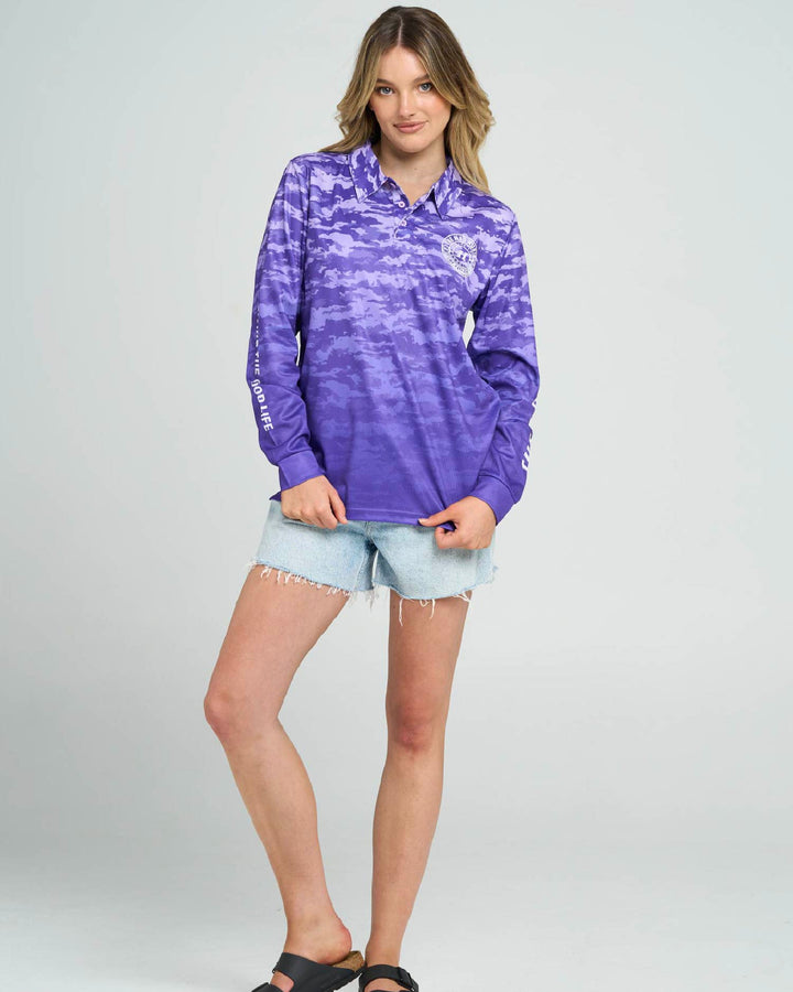 HUEYS GOOD LIFE | WOMENS UPF 50+ FISHING JERSEY - VIOLET