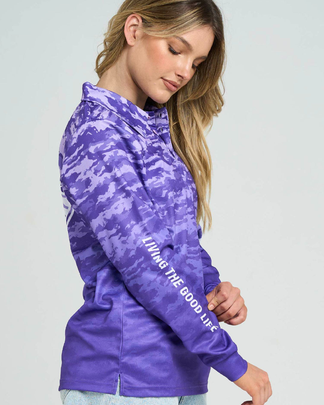 HUEYS GOOD LIFE | WOMENS UPF 50+ FISHING JERSEY - VIOLET