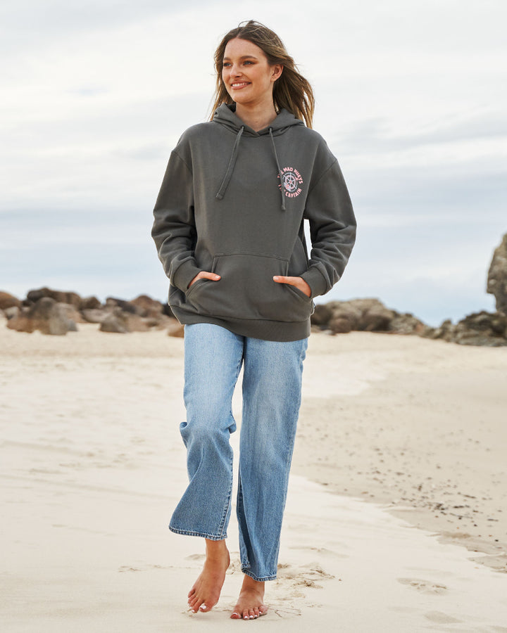 TWO FACED CAPTAIN | WOMENS HOODED PULLOVER - CHARCOAL