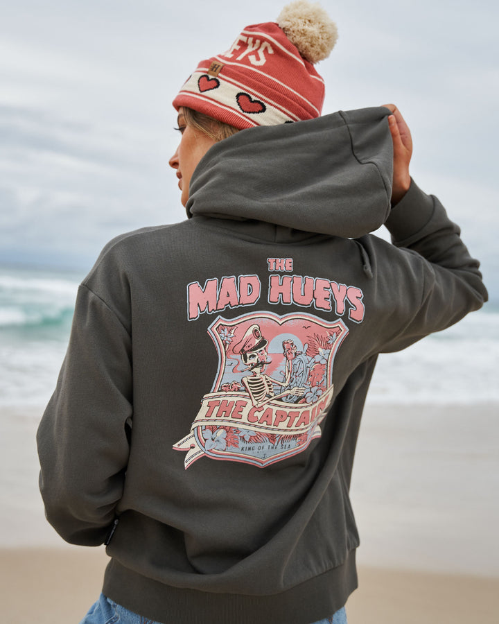 TWO FACED CAPTAIN | WOMENS HOODED PULLOVER - CHARCOAL