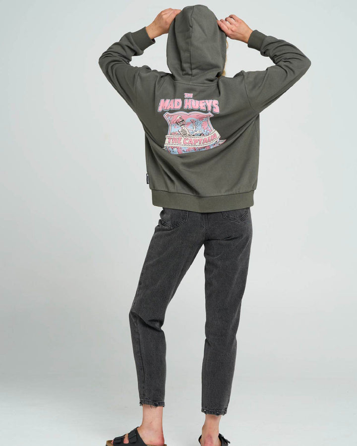 TWO FACED CAPTAIN | WOMENS HOODED PULLOVER - CHARCOAL
