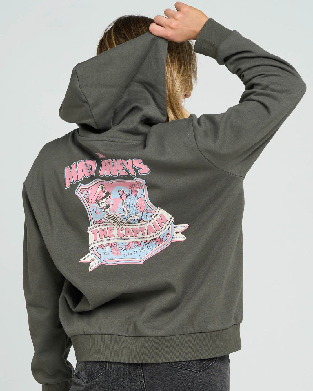 TWO FACED CAPTAIN | WOMENS HOODED PULLOVER - CHARCOAL