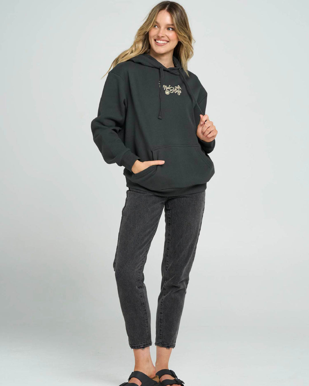 BUTTERFLY ANCHOR | WOMENS HOODED PULLOVER - VINTAGE BLACK