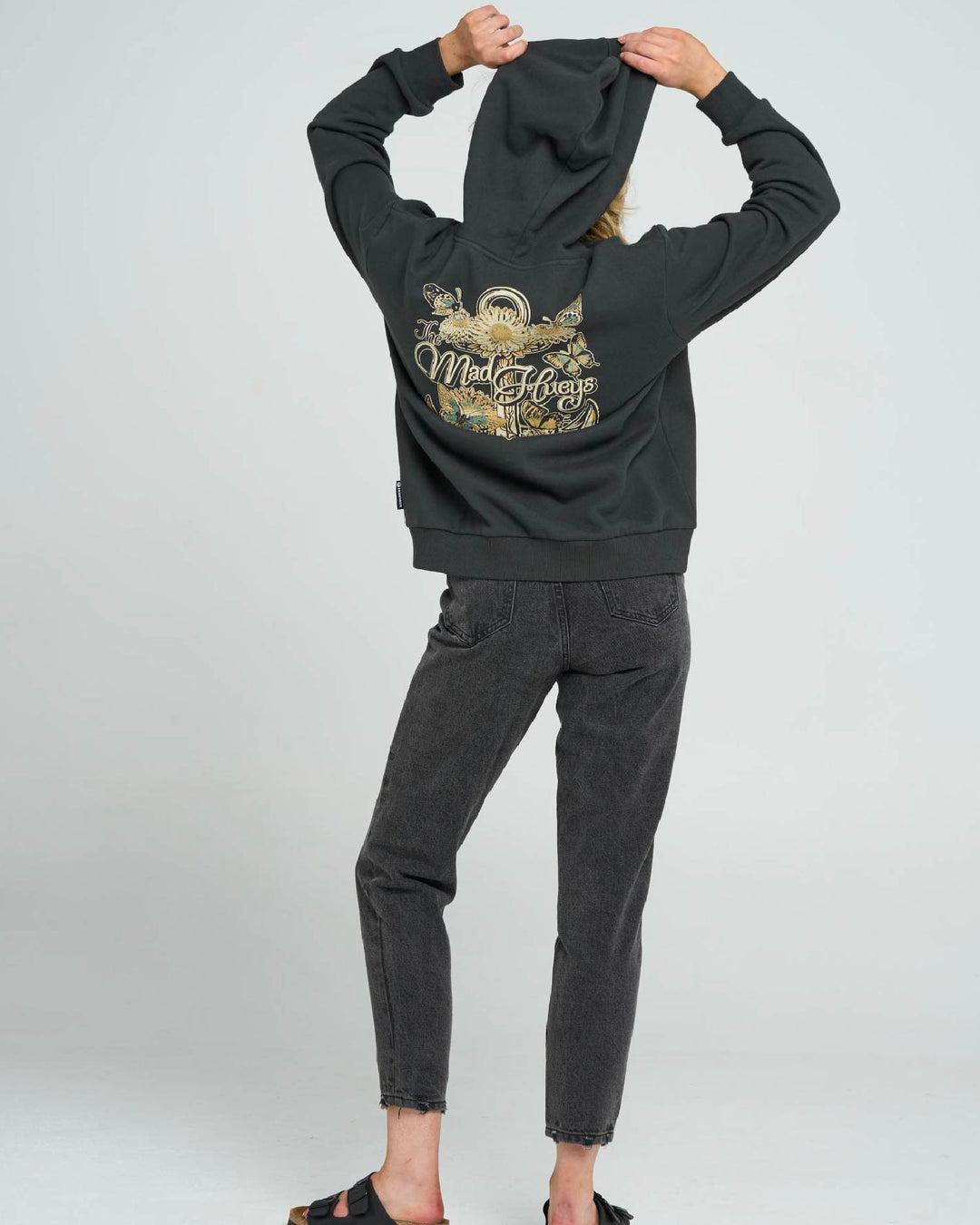 BUTTERFLY ANCHOR | WOMENS HOODED PULLOVER - VINTAGE BLACK
