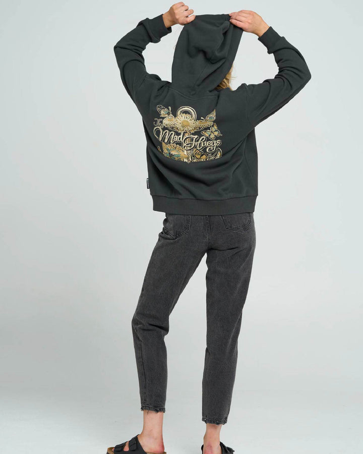 BUTTERFLY ANCHOR | WOMENS HOODED PULLOVER - VINTAGE BLACK