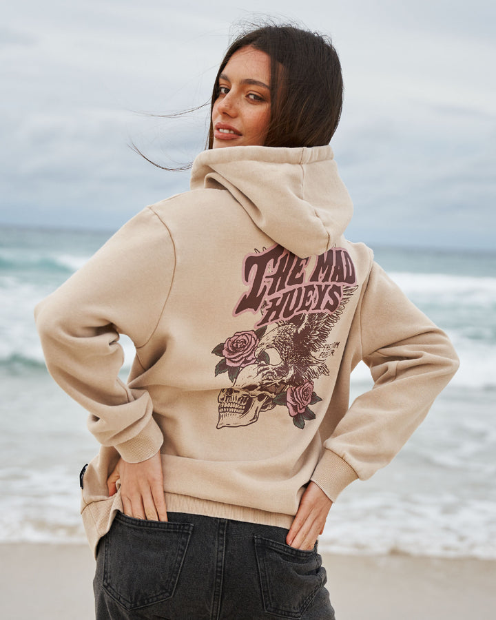 FREEDOM FOREVER | WOMENS HOODED PULLOVER - WASHED LATTE