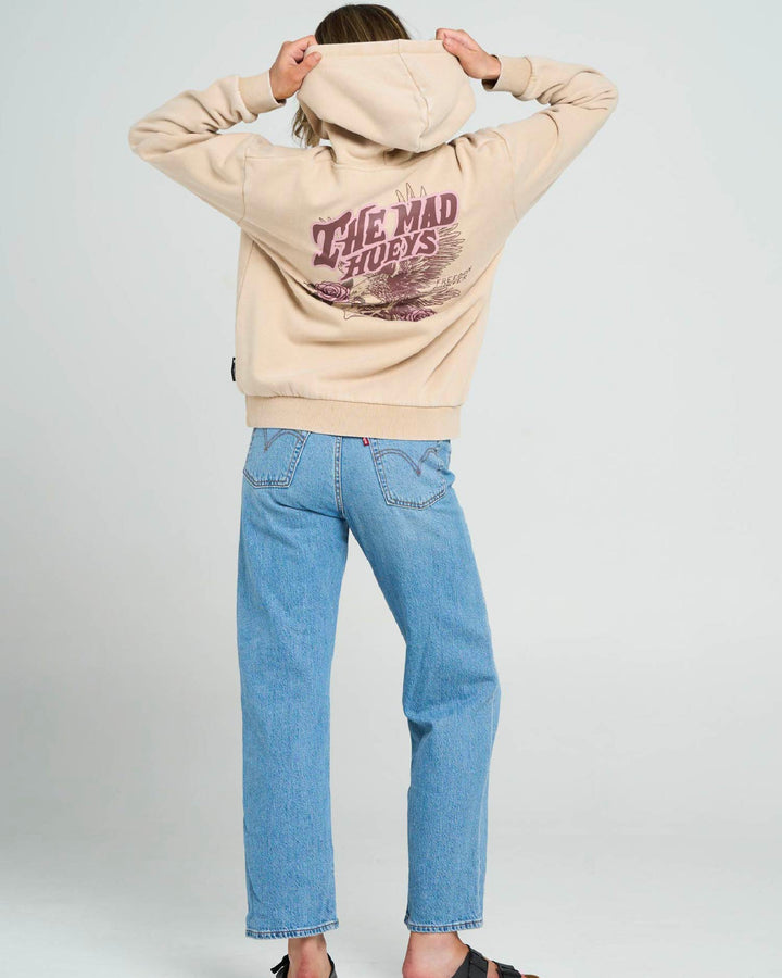 FREEDOM FOREVER | WOMENS HOODED PULLOVER - WASHED LATTE