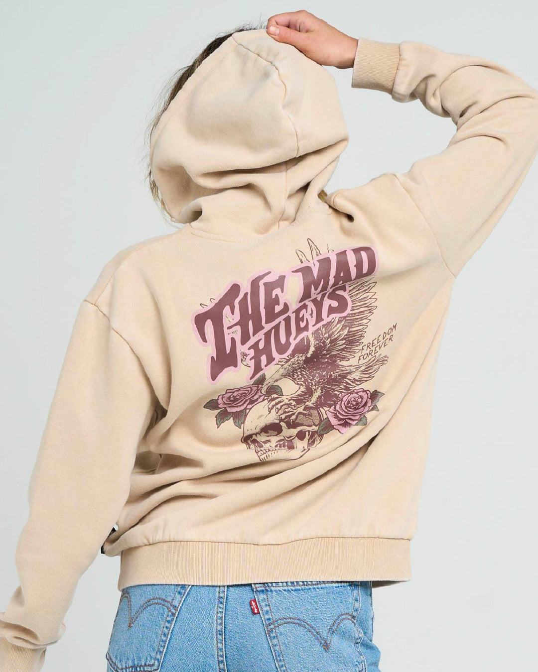 FREEDOM FOREVER | WOMENS HOODED PULLOVER - WASHED LATTE