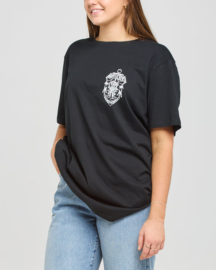 NO FKS GIVEN | WOMENS OVERSIZED SS TEE  - BLACK