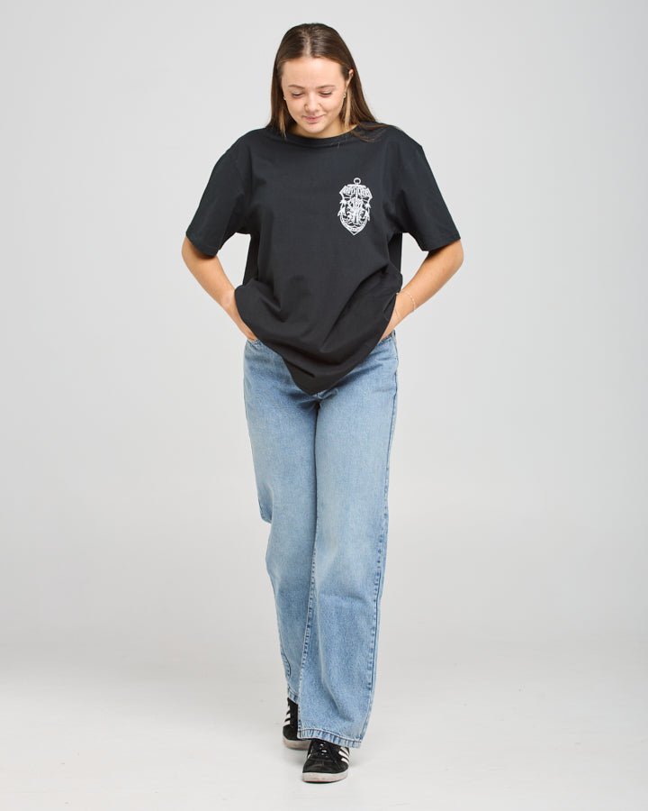 NO FKS GIVEN | WOMENS OVERSIZED SS TEE  - BLACK