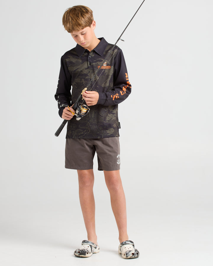 THE KRAKEN CAPTAIN | YOUTH FISHING JERSEY - OLIVE