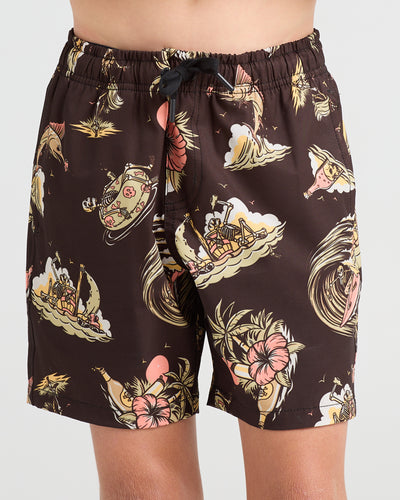 FROTHIN OUT | YOUTH 14" SWIM VOLLEY SHORT - VINTAGE BLACK