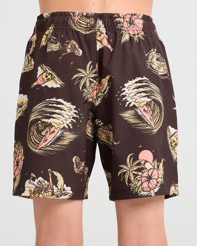 FROTHIN OUT | YOUTH 14" SWIM VOLLEY SHORT - VINTAGE BLACK