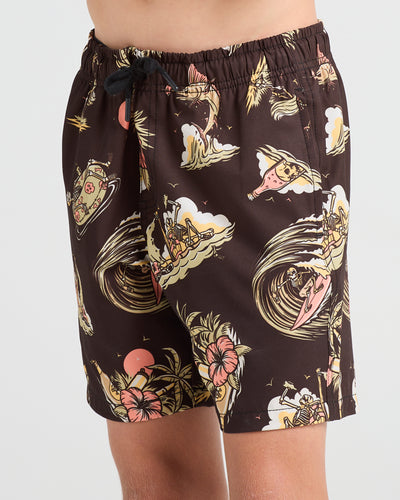 FROTHIN OUT | YOUTH 14" SWIM VOLLEY SHORT - VINTAGE BLACK