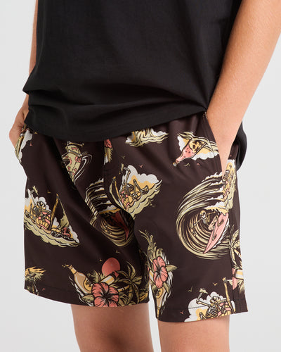 FROTHIN OUT | YOUTH 14" SWIM VOLLEY SHORT - VINTAGE BLACK