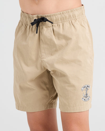 SKULL ANCHOR | YOUTH 14" VOLLEY SHORT - TAUPE